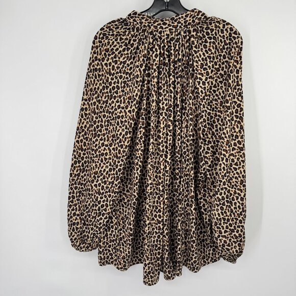 Crown & Ivy Womens Leopard Print Long Sleeve Blouse Tassel Detail size 2x plus - Picture 8 of 11